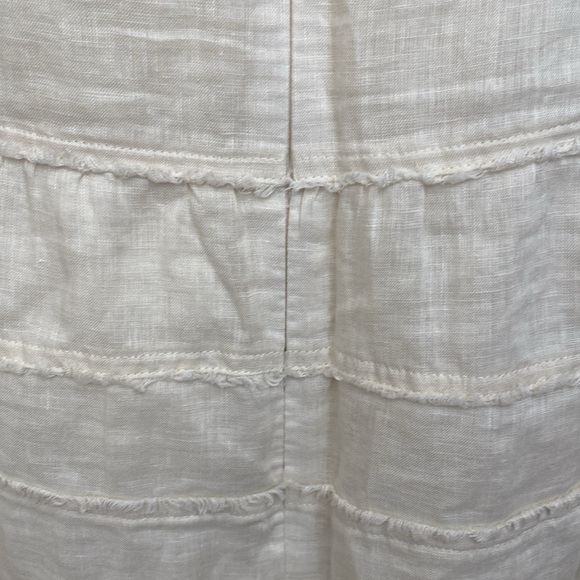 Talbot's Dress Women's Size 14 Tiered Fringe 100% Linen Career flirty Romantic - Picture 7 of 13